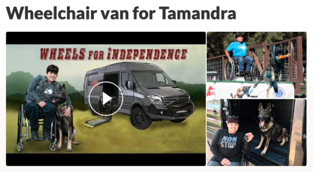 Wheelchair van for Tamandra and Justice True